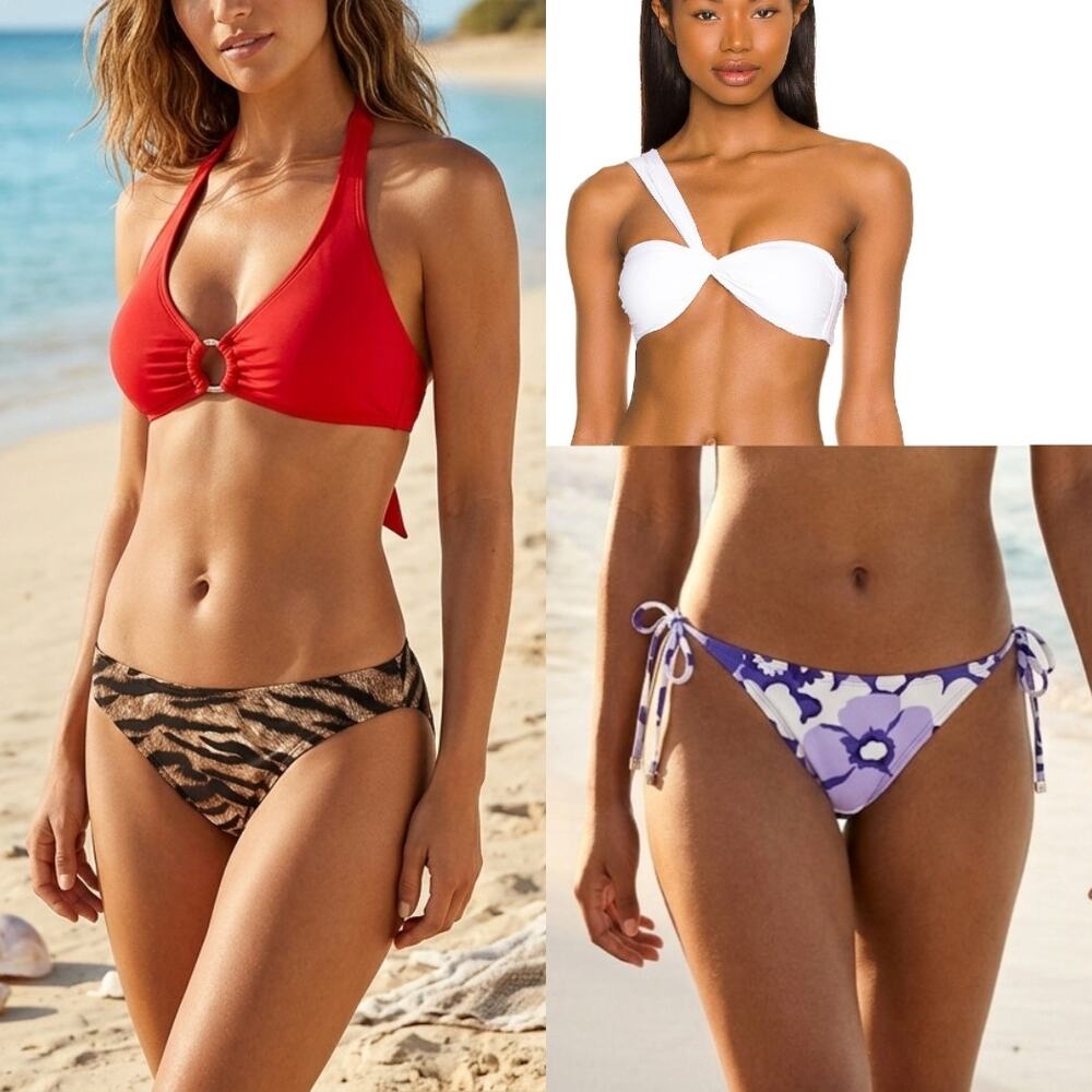 NWT Michael Kors & L Space 2-PC Swimsuit Bikinis Bathingsuit Mix Match Bundle XS
